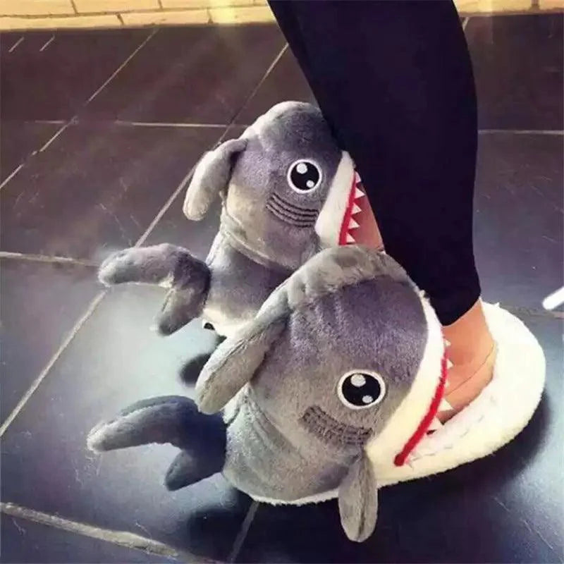 Warm Shark Womens Home Slippers Fashion Plush Winter Funny Elegant Women Slippers Cute Cartoon Shark Indoor Warm Home Cotton Slippers