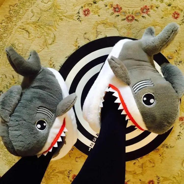 Warm Shark Womens Home Slippers Fashion Plush Winter Funny Elegant Women Slippers Cute Cartoon Shark Indoor Warm Home Cotton Slippers