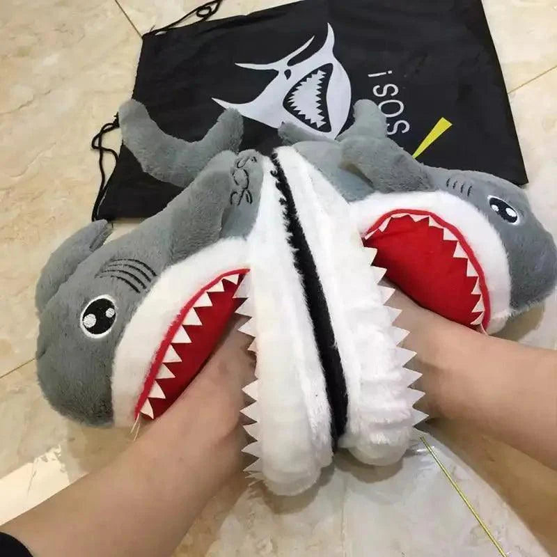 Warm Shark Womens Home Slippers Fashion Plush Winter Funny Elegant Women Slippers Cute Cartoon Shark Indoor Warm Home Cotton Slippers