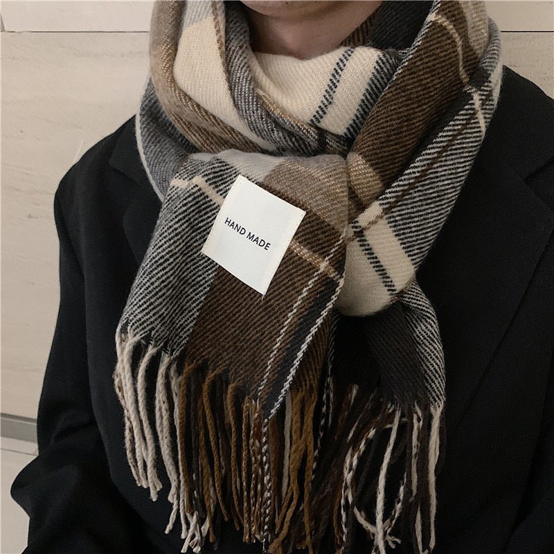Warm Versatile Soft Plaid Scarf with Fringe (MAC333)