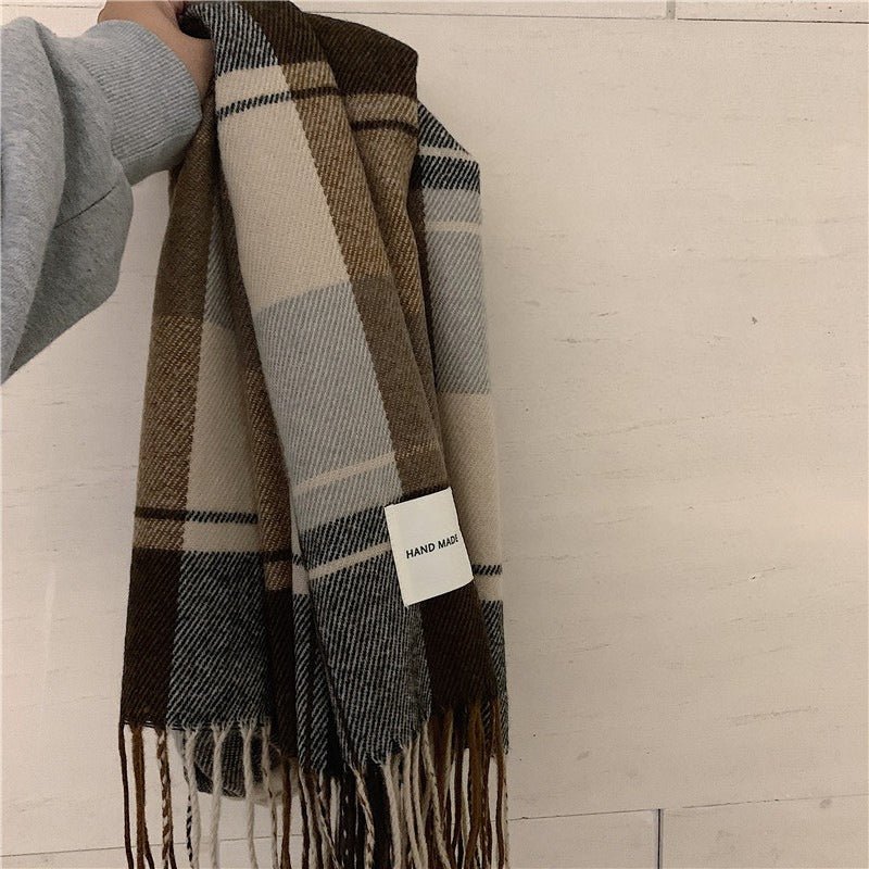 Warm Versatile Soft Plaid Scarf with Fringe (MAC333)