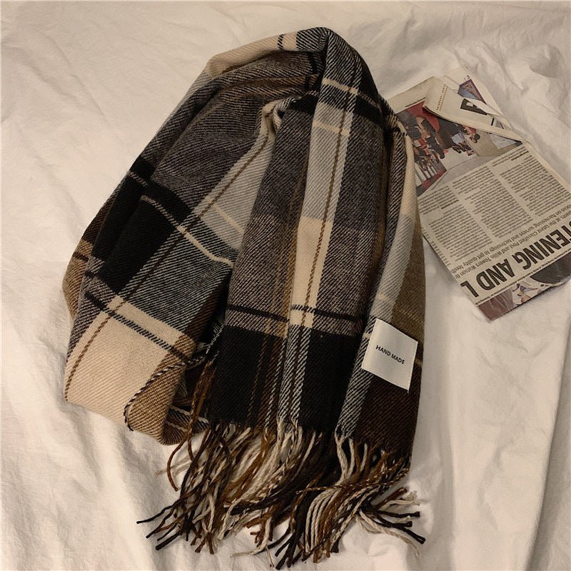 Warm Versatile Soft Plaid Scarf with Fringe (MAC333)