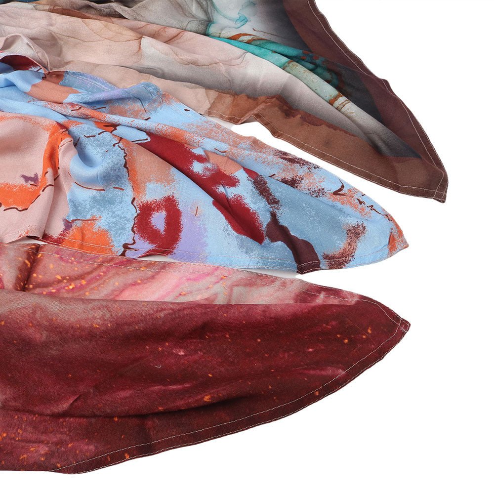 Watercolor Artistic Cotton Hijab with Painted Floral Motifs (MH144)