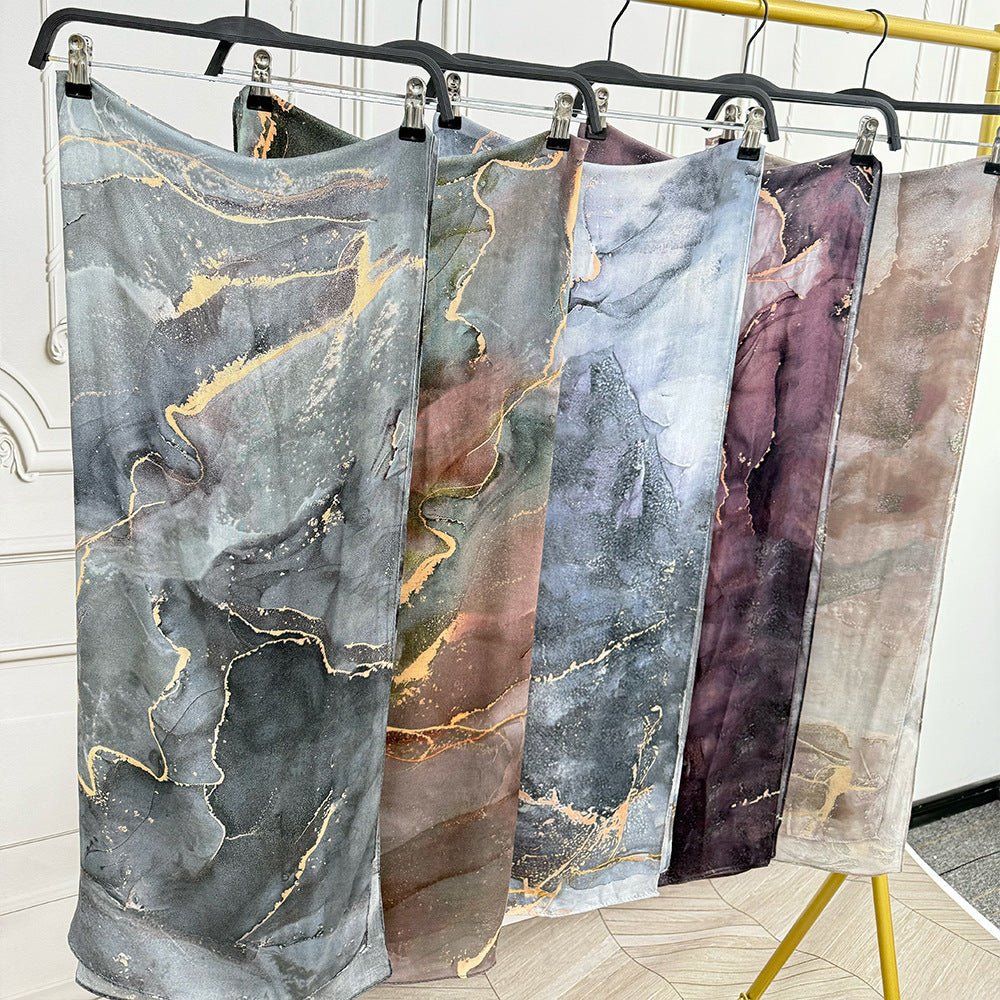 Watercolor Artistic Cotton Hijab with Painted Floral Motifs (MH144)