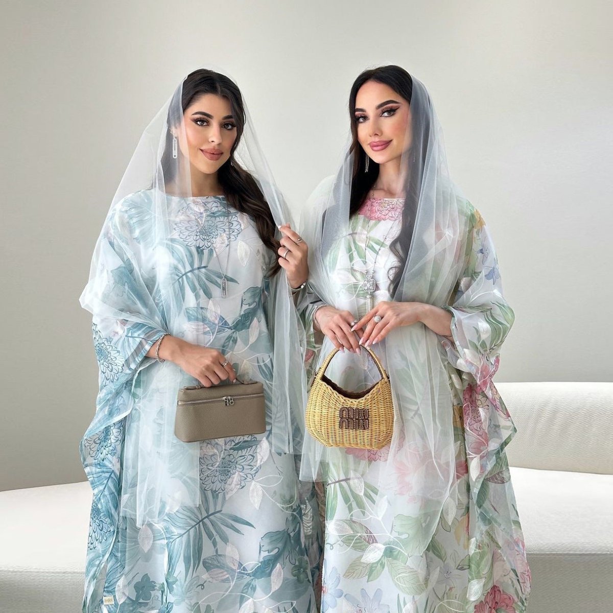 Watercolor Floral Kaftan Abaya | Batwing Sleeve Pullover Abaya (MA371)