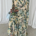 Watercolor Floral Print Abaya Set(MOA257)