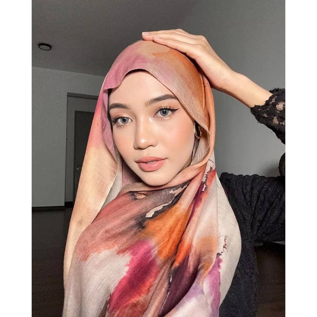 Watercolour Floral  Printed Hijab (MH103)