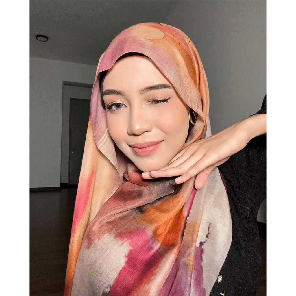 Watercolour Floral  Printed Hijab (MH103)