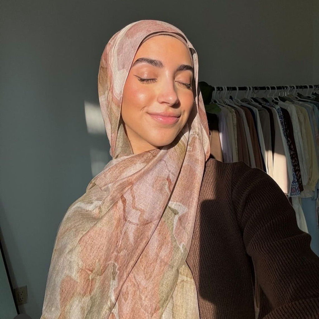 Watercolour Floral  Printed Hijab (MH103)