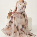 Watercolour Print Maxi Dress(MS447)