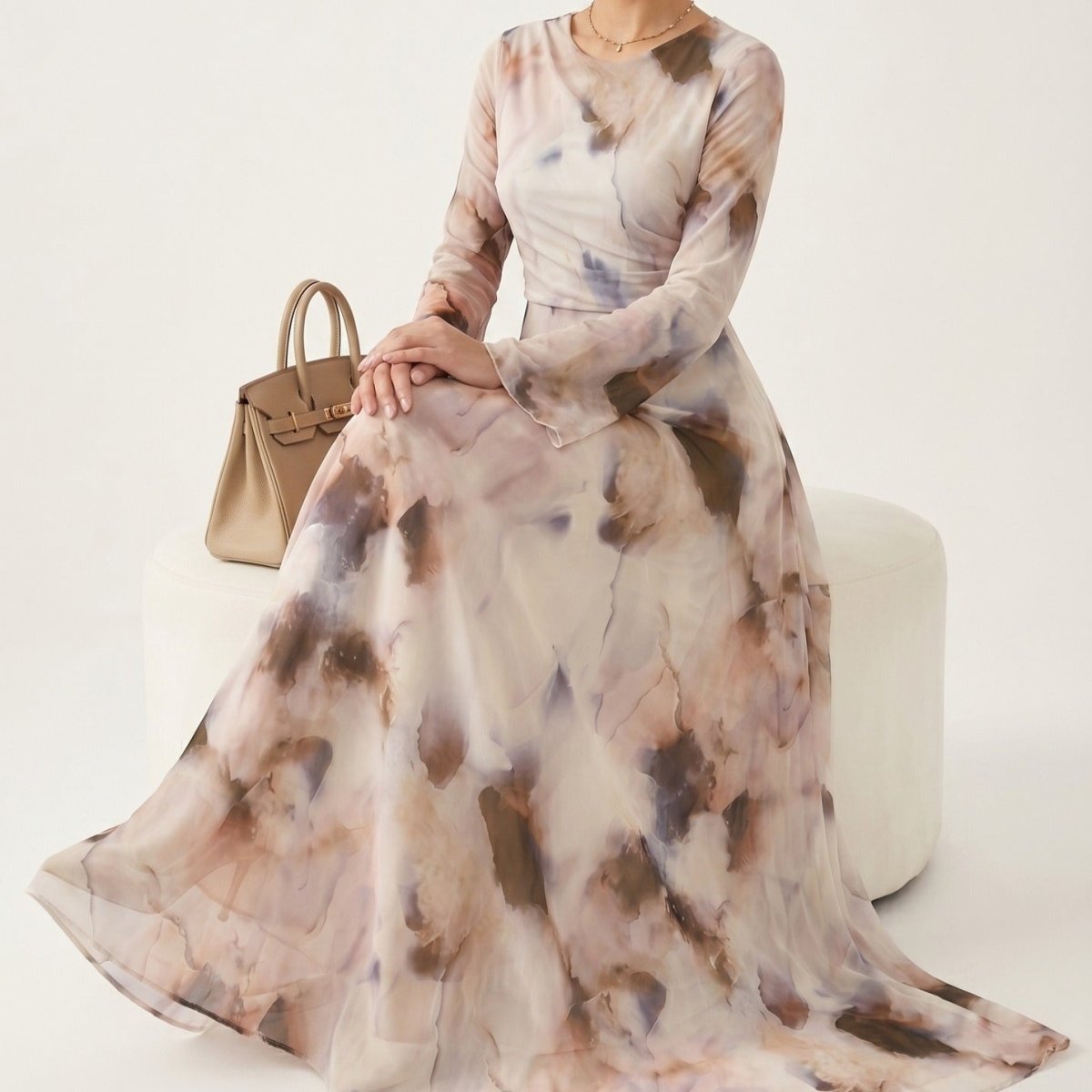 Watercolour Print Maxi Dress(MS447)
