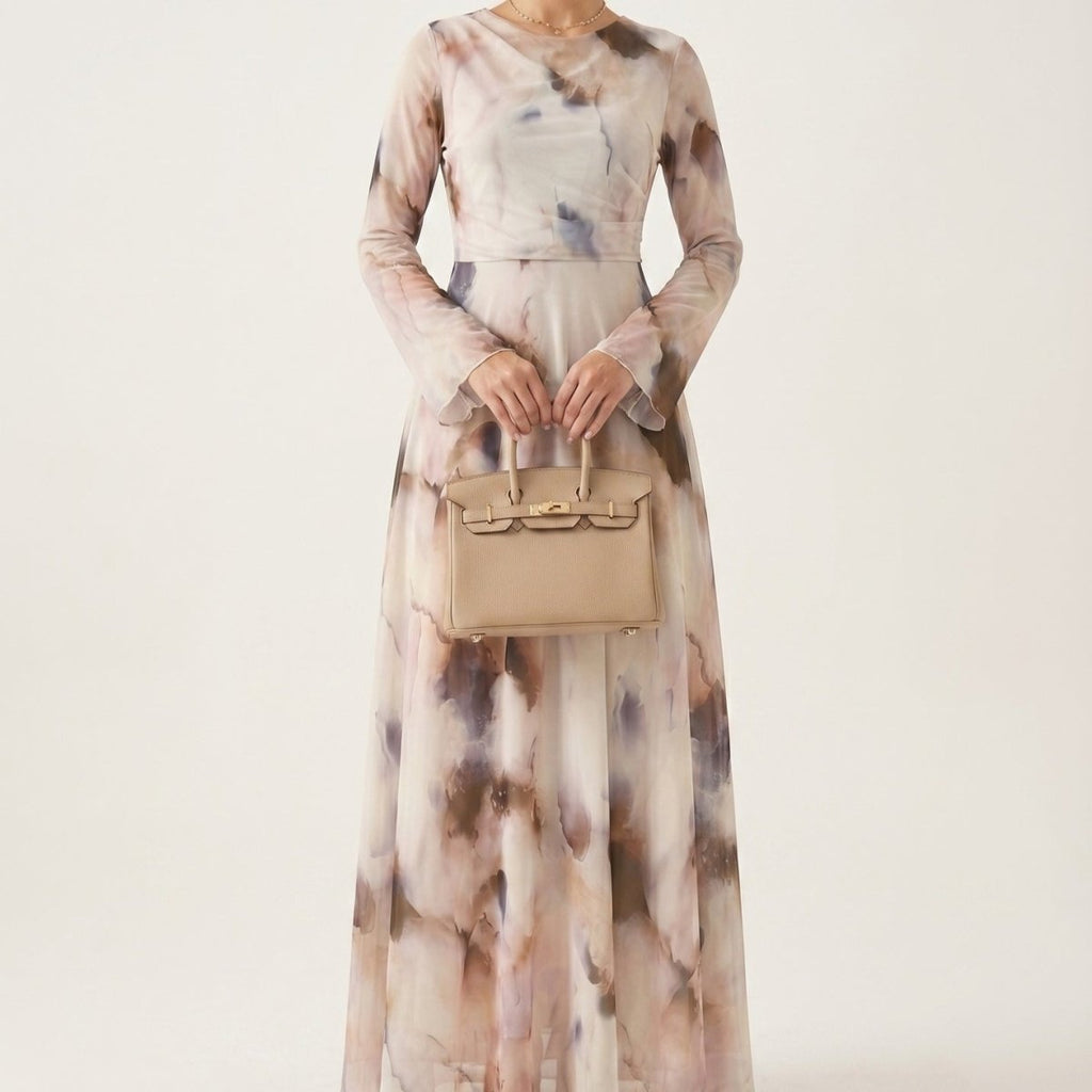 Watercolour Print Maxi Dress(MS447)