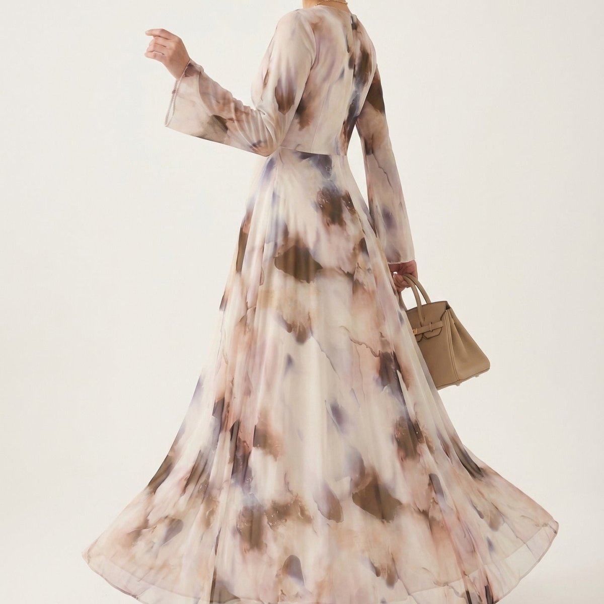 Watercolour Print Maxi Dress(MS447)