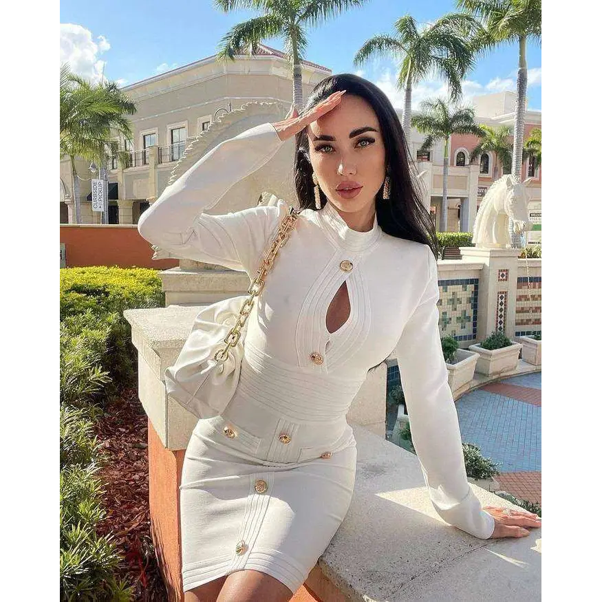 White High Neck Chest Scheming Hip Short Skirt