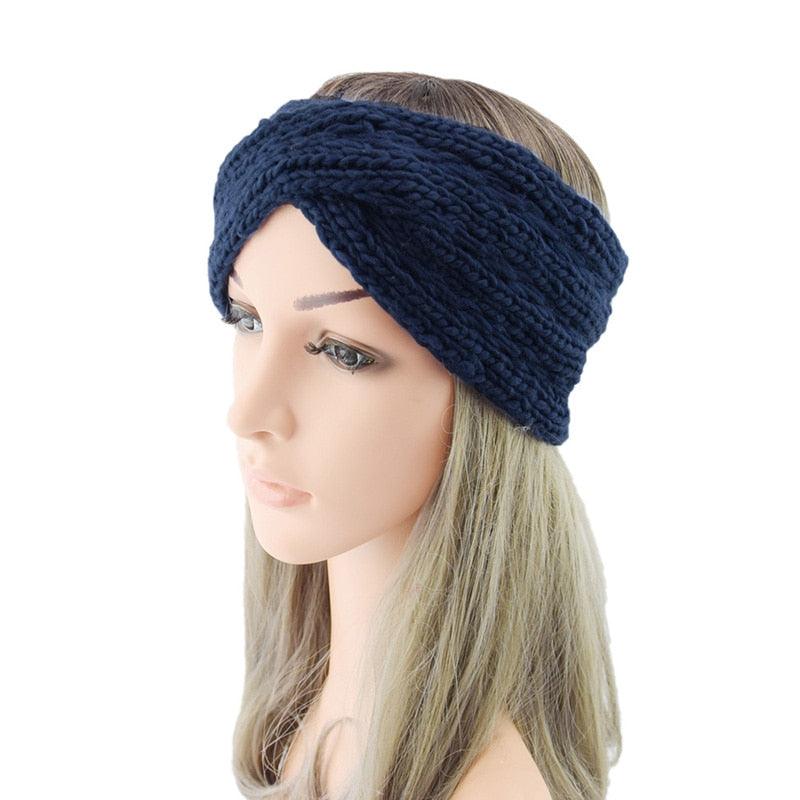 Wide Knitted Headband Bows Knotted Winter Women Turban Hair Accessories For Girls Lady Soft Knitting Winter Headbands Gorgeous Hair Accessories For Women