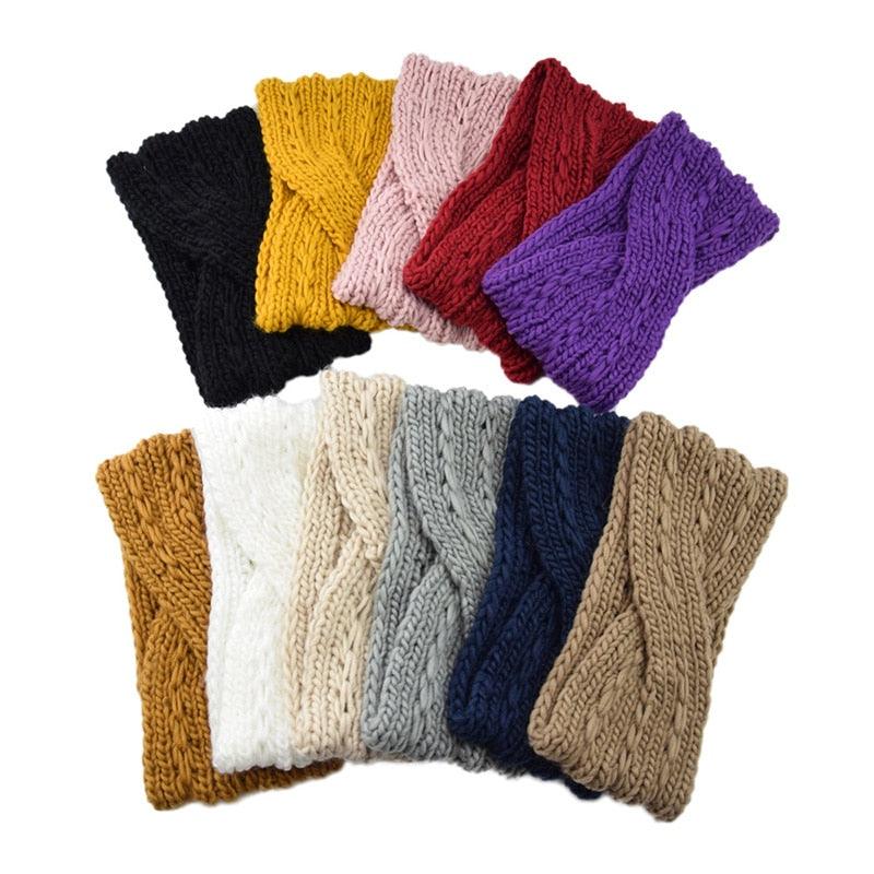 Wide Knitted Headband Bows Knotted Winter Women Turban Hair Accessories For Girls Lady Soft Knitting Winter Headbands Gorgeous Hair Accessories For Women