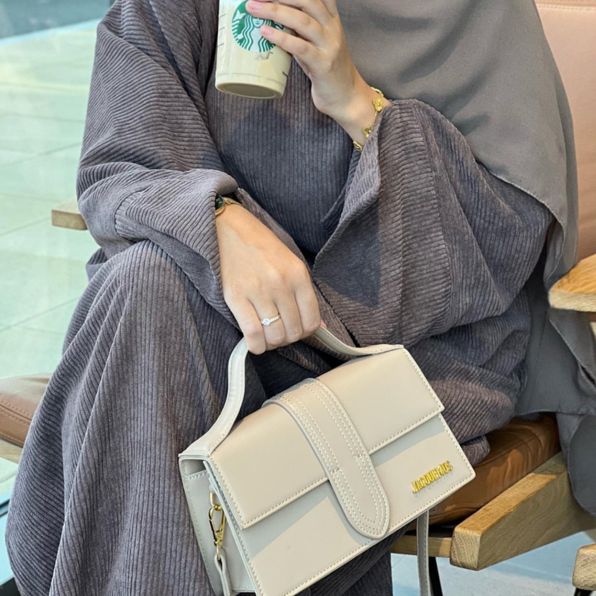 Wide Sleeve Corduroy Abaya (MA045)