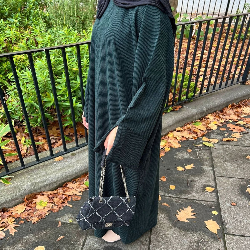 Wide Sleeve Corduroy Abaya (MA045)