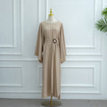 Wide Sleeve Textured Twill Blend Abaya with Belt(MA333)