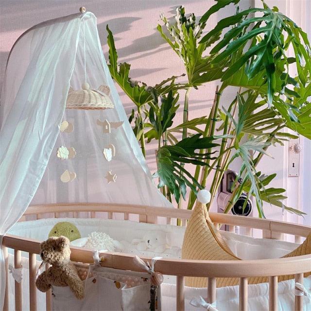 Wind Chime With Wooden Pendant Kids Room Decoration Wall Hanging Ornaments Clouds and Stars Sooth Pendant Toy  Nursery Decoration Gift for Newborn Boys and Girls