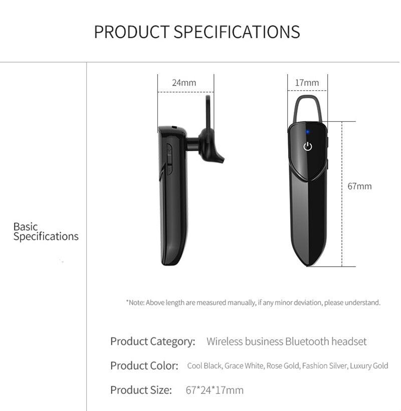Wireless Bluetooth Headset Business Hands Free Long Standby V5.0 Earphones Waterproof Sport Earbuds With Microphone For Driving