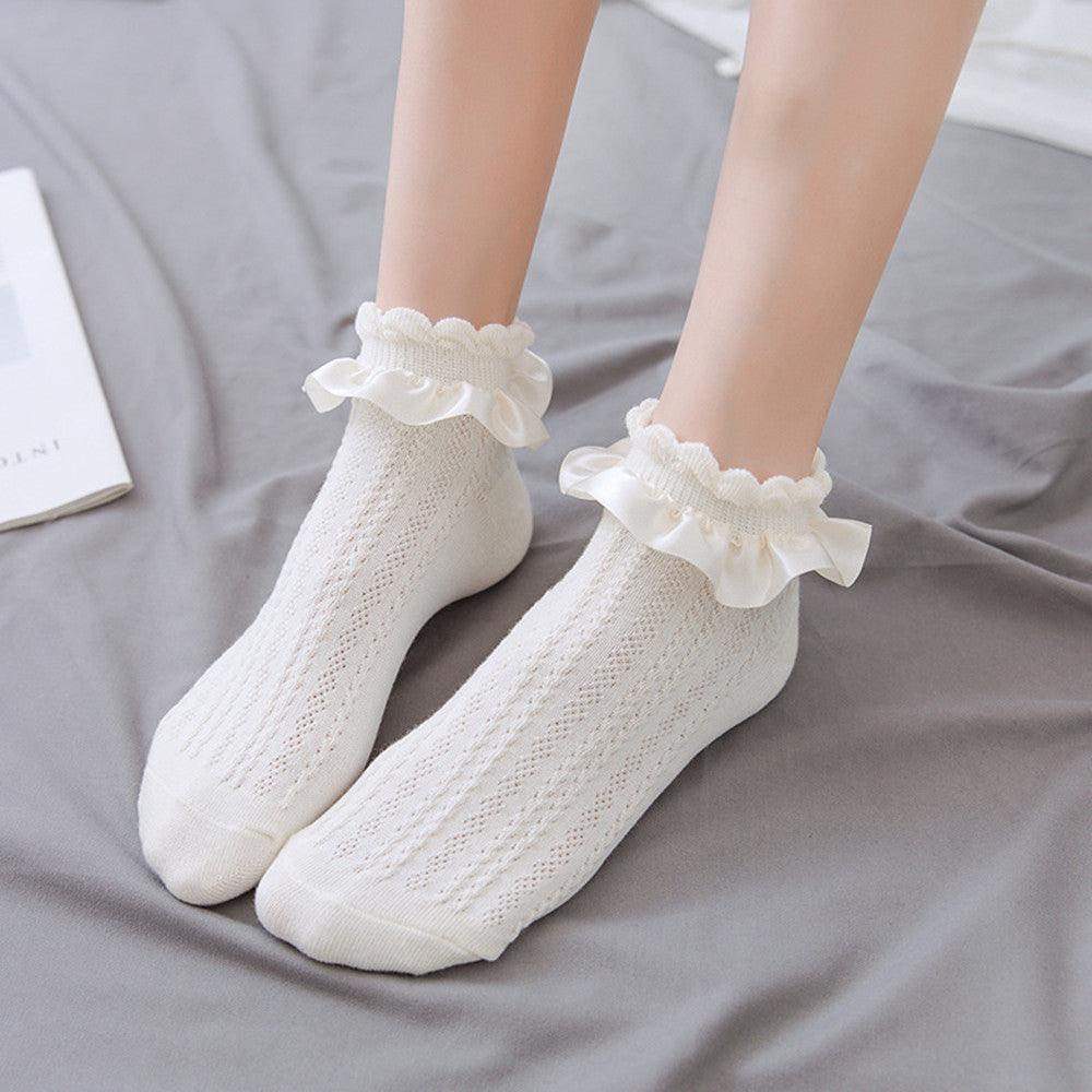Woman Summer Ruffle Socks Short Socks Nylon Lace Socks Anime Cartoon Sweet Girls Hosiery Cosplay Costumes Accessories