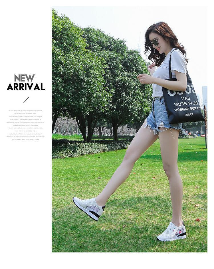 Women Comfortable Casual Shoes Summer Slip On Mixed Colors Increasing Height Sneakers Fashion High Top Hidden Heel Shoes Casual Platform Ankle Boots