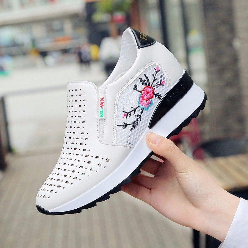 Women Comfortable Casual Shoes Summer Slip On Mixed Colors Increasing Height Sneakers Fashion High Top Hidden Heel Shoes Casual Platform Ankle Boots