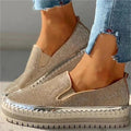 Women Flat Glitter Espadrilles Casual Female Mesh Lace Up Platform Comfortable Vulcanized Shoes Unisex Flat Memory Foam Cushioned Insole Casual Slip-On Loafers Shoes