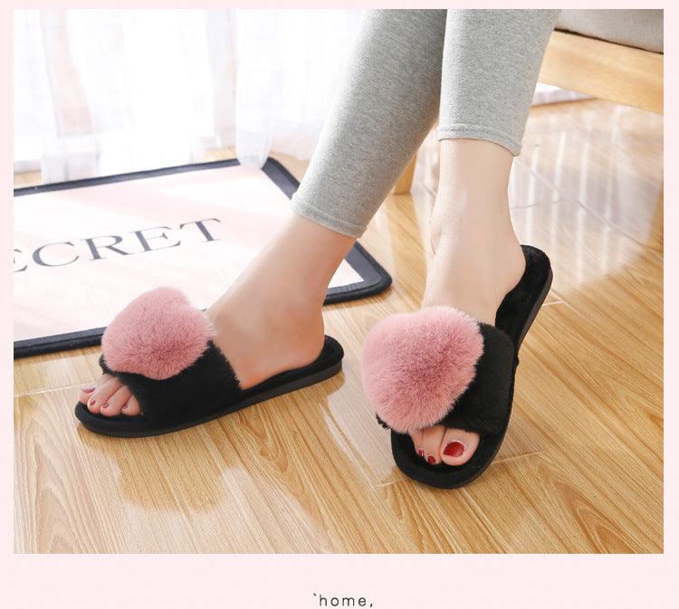 Women Indoor Warm Home Slippers Bedroom Cute Heart Pattern Non-slip Soft Comfort Plush House Heart Slippers Women Cute Fluffy Soft Sole Plush For House Indoor Outdoor Memory Foam Open Toe Slippers
