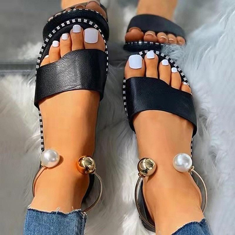Women Luxury Party Sandals Fashion Summer Casual Black Business Sandals Buckle Straps Beach Shoes Retro Fashion Summer Women Shoes Print Casual Sandals