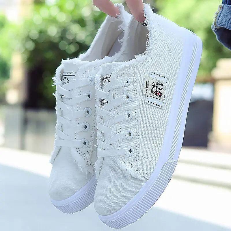 Women's Blue Canvas Sneakers Breathable Classic Summer Denim Stylish Fashion Women Sneakers