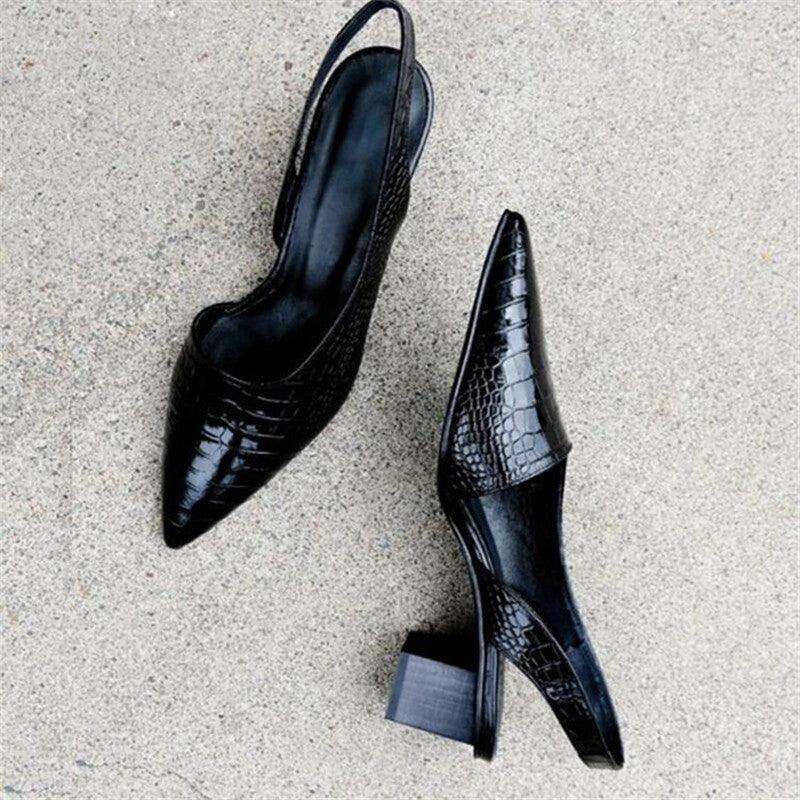 Women's Pointed Toes Pumps Luxury Heels Sandals Summer New Vintage Woman Lady Sandals Fashion Heel Sandals Mid Block Square Heel Slip On Pointed Toe Office Sandal