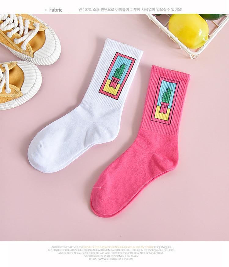 Women's Socks Combed Out Of Pure Cotton Colorful Cartoon Cute Funny Happy Kawaii Moon Strawberry Cactus Ankle Socks For Men And Women