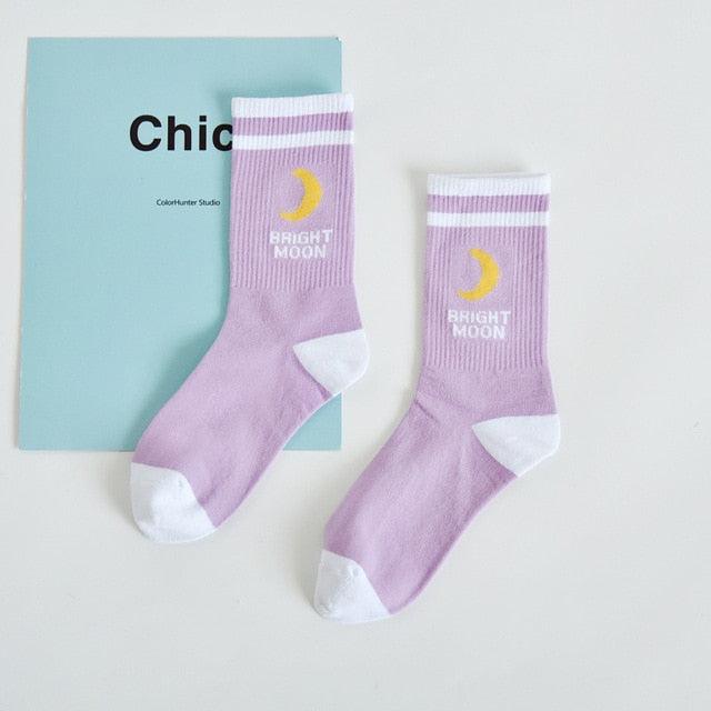 Women's Socks Combed Out Of Pure Cotton Colorful Cartoon Cute Funny Happy Kawaii Moon Strawberry Cactus Ankle Socks For Men And Women