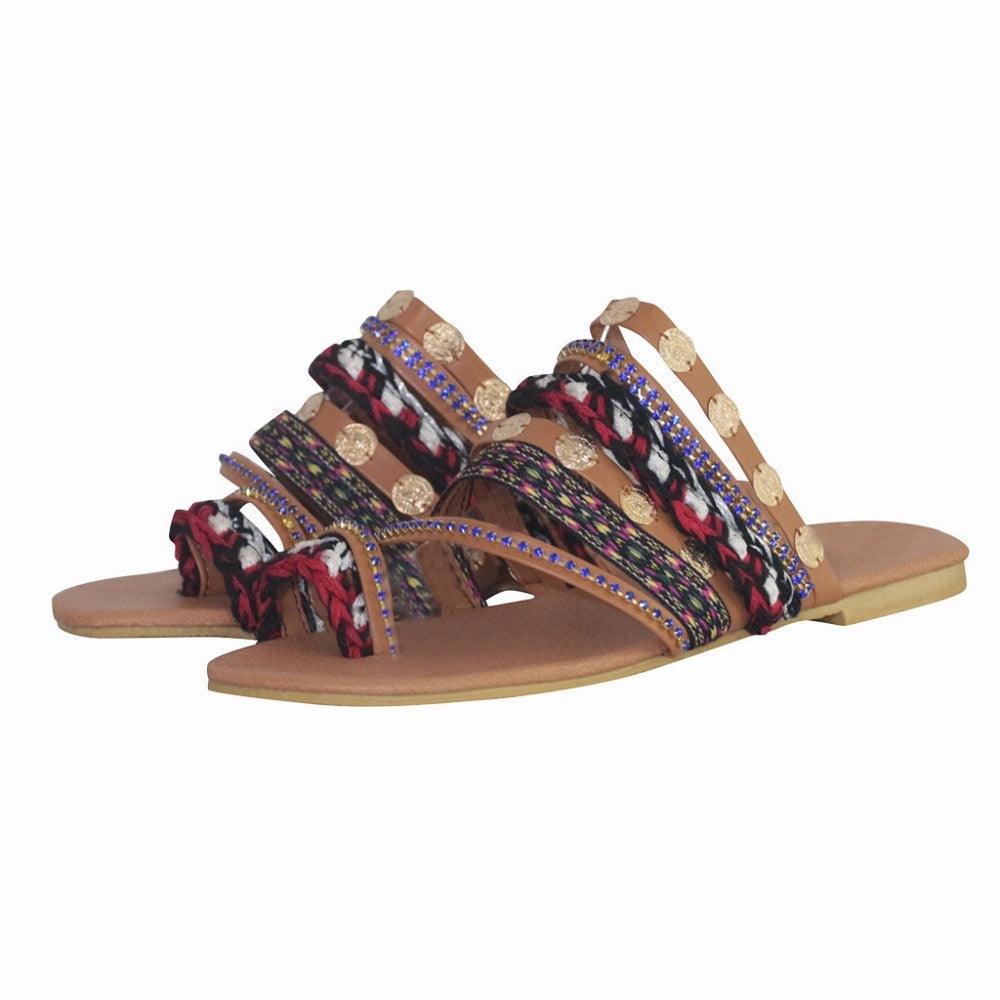 Women Sandals Flip-Flops Handmade Style Flip Flop Sandals Streetwear Fashion Shoes Women Flat Clip Toe Casual Floral Beach Flip Flop Comfy Shoes Summer Elegant Toe Ring Sandals