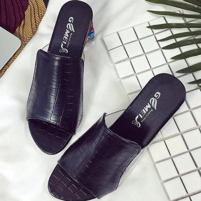 Women Square Heels Summer Sandals Open Toe Multi Colors Shoes Cute Sandals Flip Flops Slip On Fashion Wedding Dress Chunky Block Heels Open Back High Heel Slide Slipper