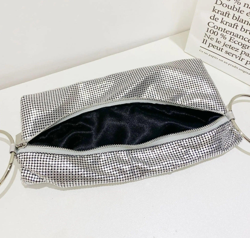 MAC025 Women's Aluminum Sequin Evening Clutch Hand Bag Purse
