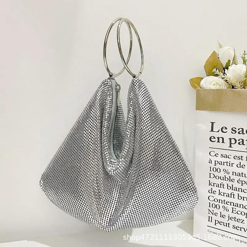 MAC025 Women's Aluminum Sequin Evening Clutch Hand Bag Purse