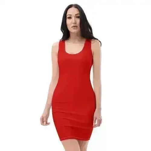 Womens Red Bodycon Dress with Stretch Fit - Effortless Casual Elegance