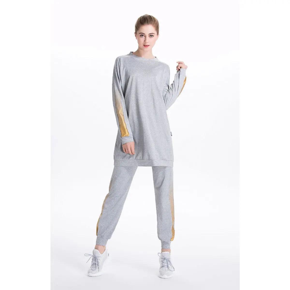 Women's Casual Two Piece Sweatsuit Set - Long Sleeve Crewneck and Joggers(MB008)
