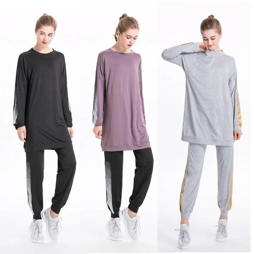 Women's Casual Two Piece Sweatsuit Set - Long Sleeve Crewneck and Joggers(MB008)