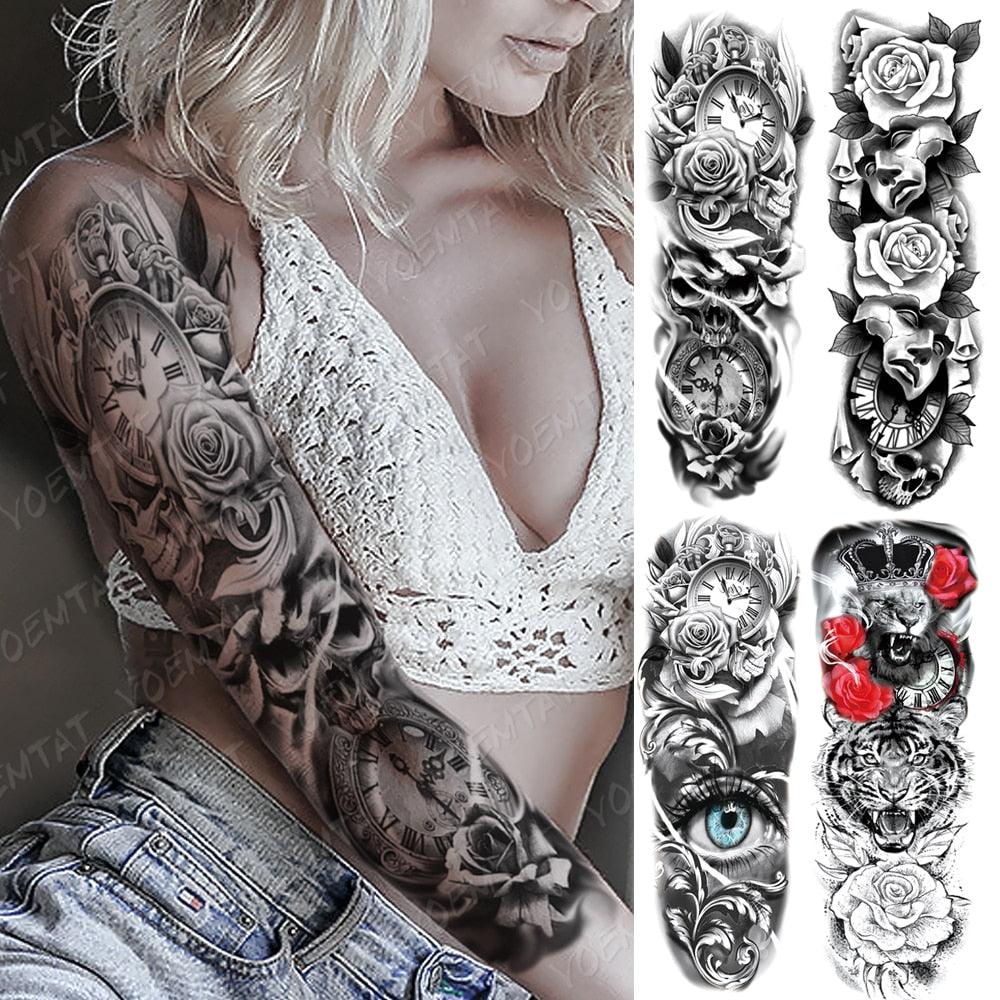 Womens Large Tattoo Eye Lion Waterproof Temporary Sticker Realistic Big Luxury Tattoo Modern Design