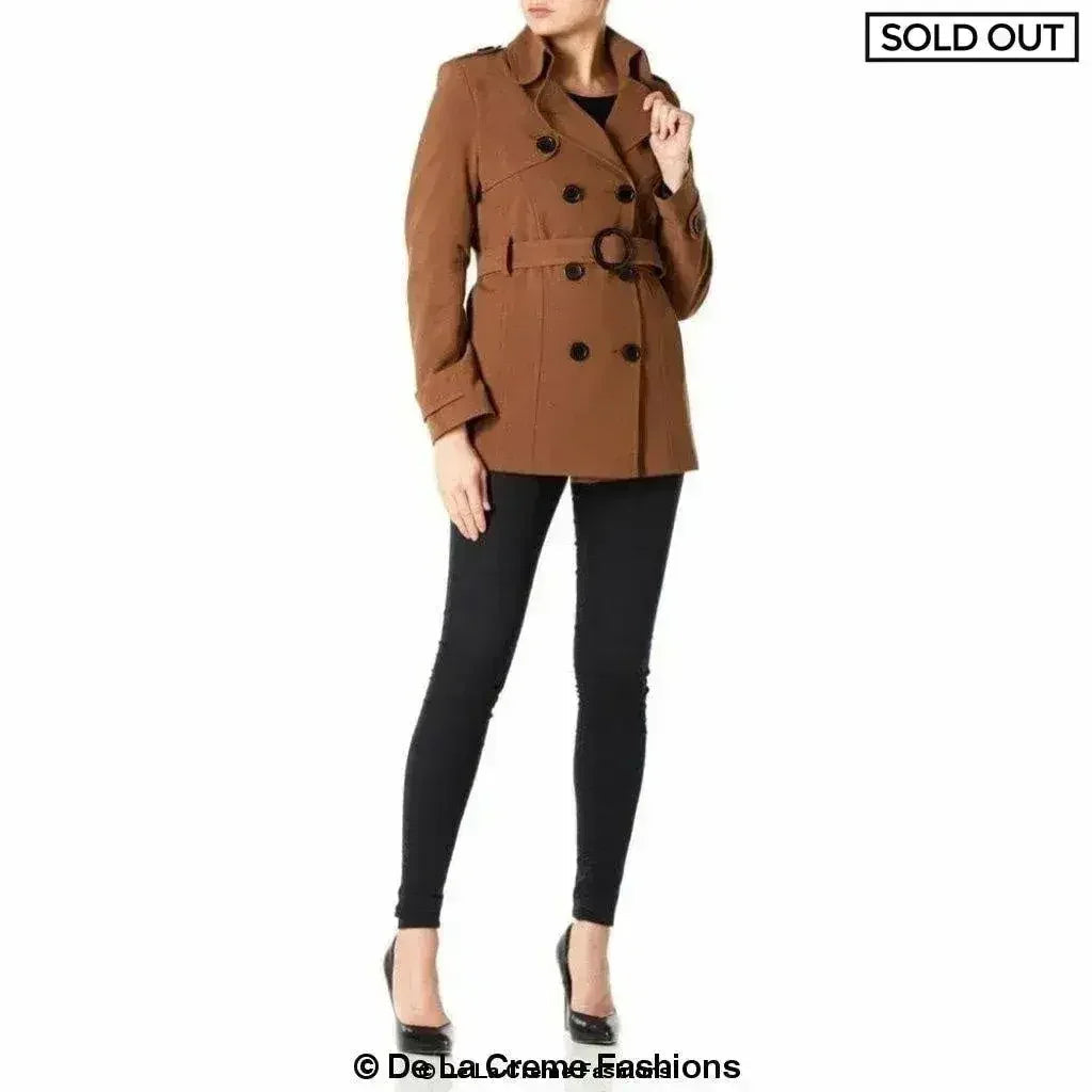 Womens Spring/Summer Double Breasted Short Belted Coat (1710-SP)