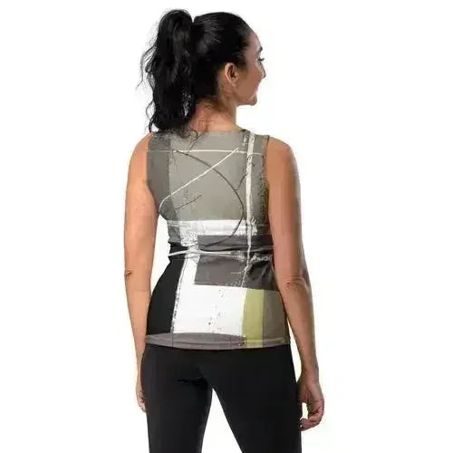 Women's Stretch Fit Tank Top - Abstract Brown Geometric Shapes