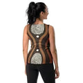Womens Stretch Fit Tank Top - Brown White Geometric Lines