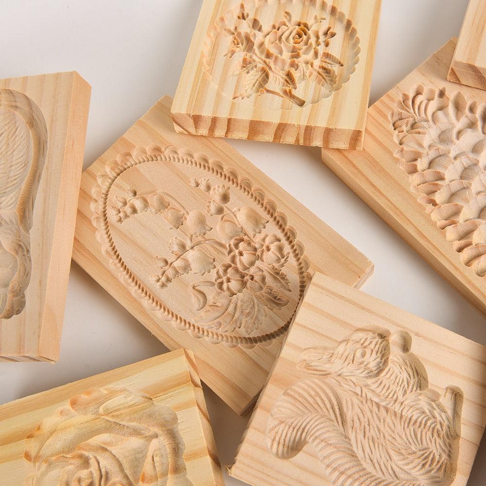 Wooden Cookie Mold Cutter Wooden Gingerbread Cookie Moulds Press 3D Cake Embossing Baking Mold Rose Flower Cutter Bakery Gadgets Cookies, Wooden Cookie Cutter, Funny Wooden Cookie Molds For Baking, Gingerbread Mold, Pine Cone Mold, Cake Mold