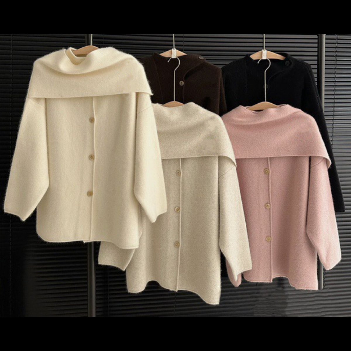 Wool Blend Cape Collar Coat | Mid-Length Button-Front Winter Jacket(MS191)