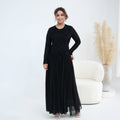 Woven Cross-Strap Bodice Mesh Maxi Dress(MS454)