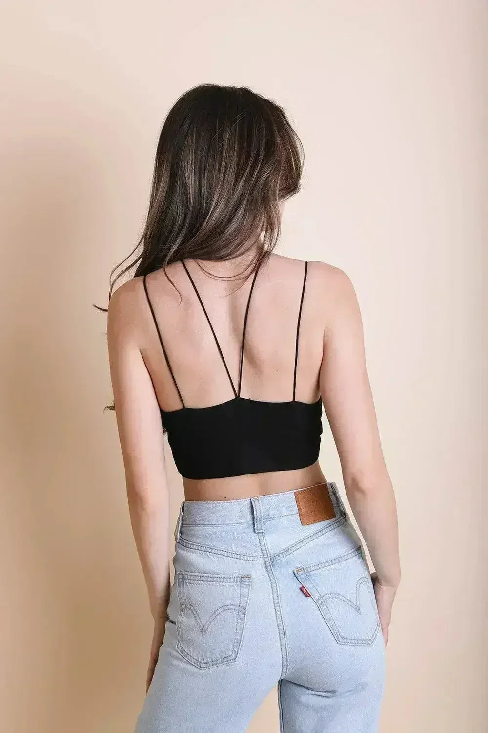 Y-Neck Plunge Crop Top - Stretchy Comfort | Femstylo